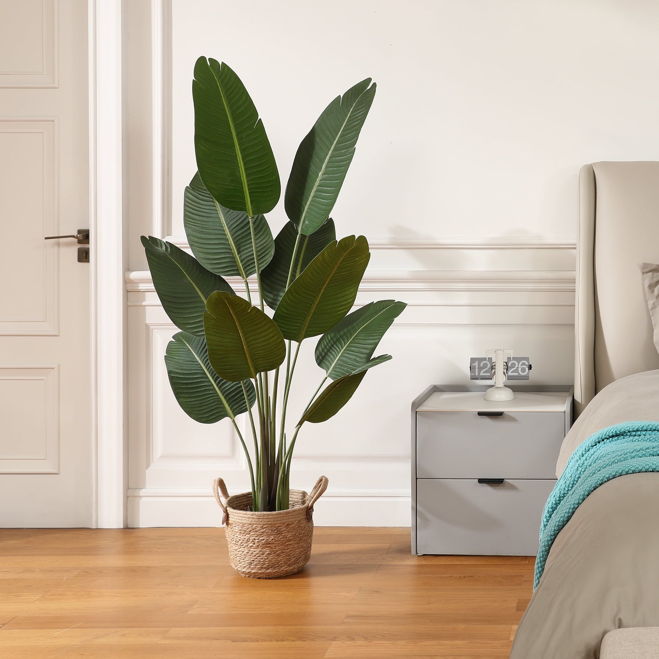 5 Feet Artificial Bird of Paradise Plant Fake Tropical Palm Tree for Indoor Outdoor, Perfect Faux Plants for Home Garden Office Store Decoration