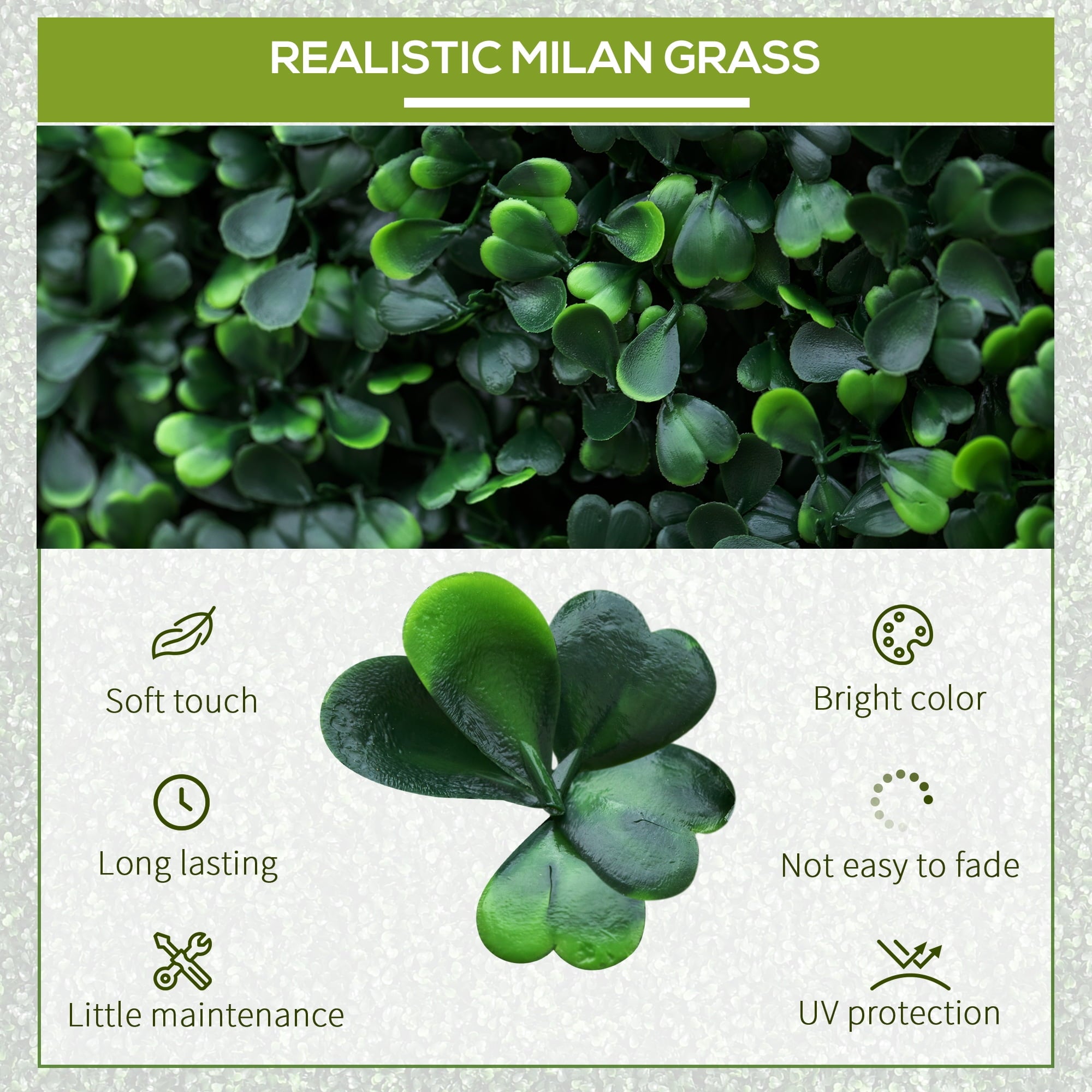 Outsunny 12PCs Grass Wall Panels, 20" x 20" Artificial Grass Wall Decor, Greenery Backdrop Panels Wall for Outdoor, Indoor, Garden, Fence, Backyard, Dark Green