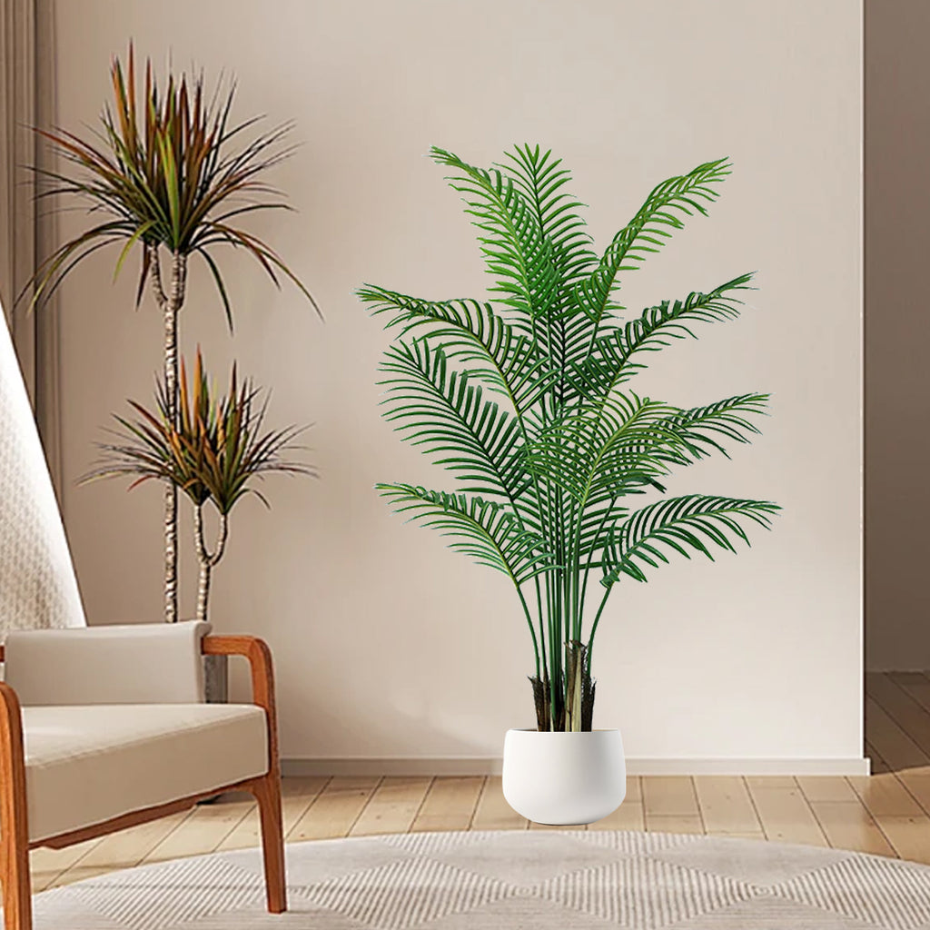 Artificial Plants Fake Palm Tree 4ft Fake Tree Tropical Palm Leaves Faux Palm Plants for Home Decor Office Living Room Porch Patio Perfect Housewarming Gift