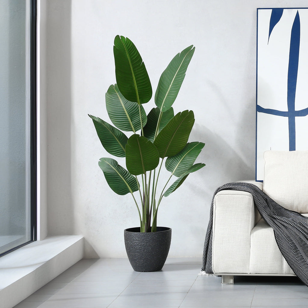 5 Feet Artificial Bird of Paradise Plant Fake Tropical Palm Tree for Indoor Outdoor, Perfect Faux Plants for Home Garden Office Store Decoration