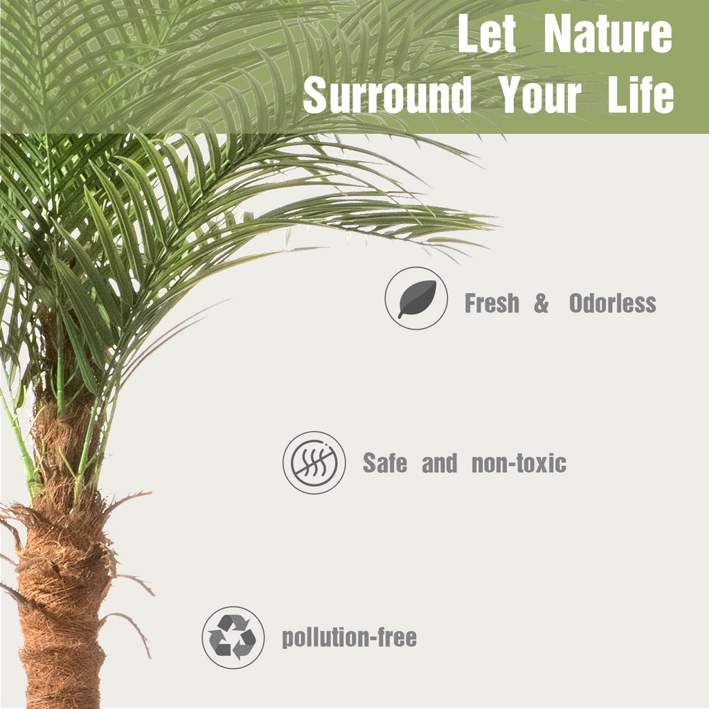 OLIVIVI Faux Palm Tree 7FT Tall Artificial Silk Plant for Home Office Decor Indoor Outdoor Fake Lifelike Potted Tree with Wood Branches 1 pack