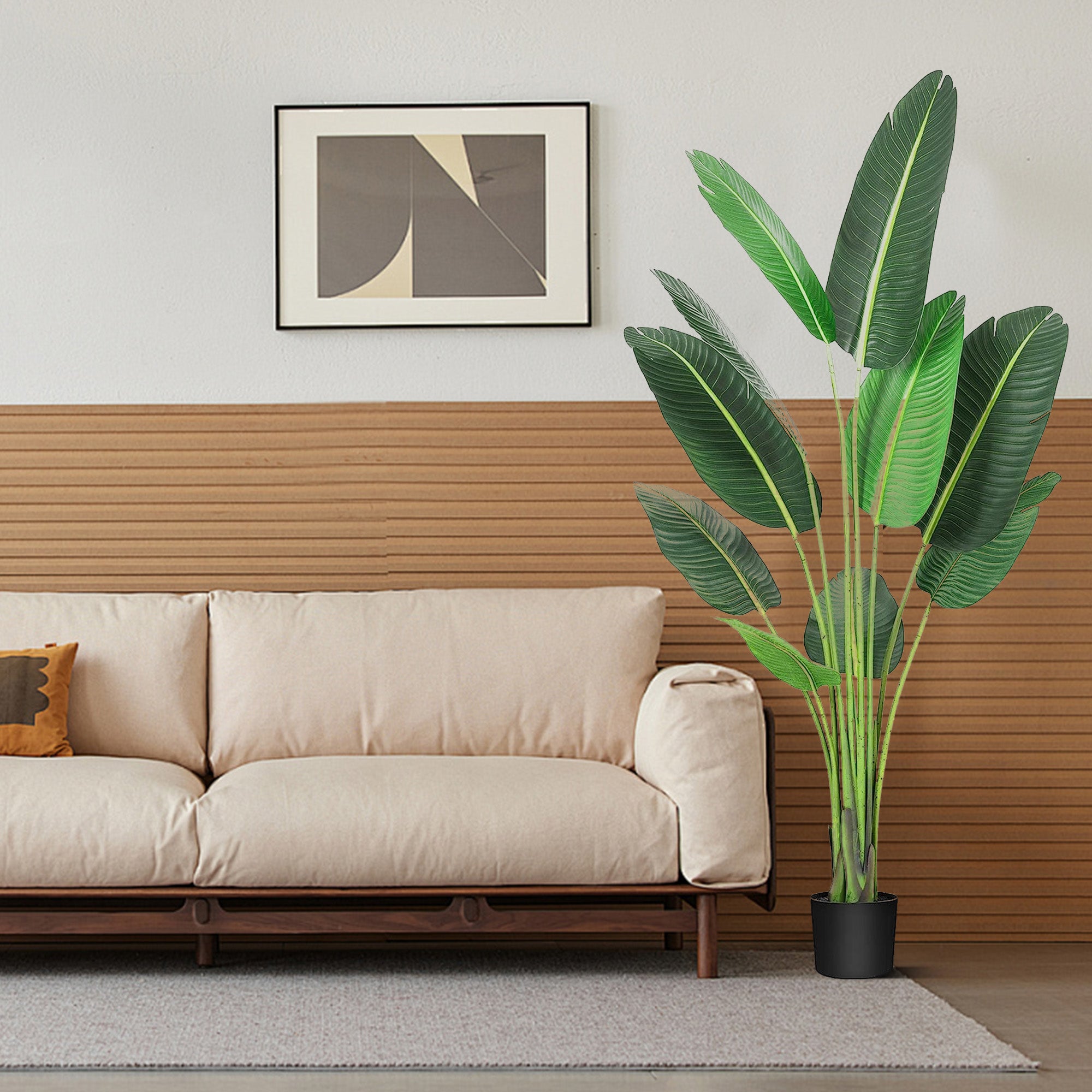 LINBONIO 5 Feet Bird of Paradise Artificial Plant, Artificial Plants Indoor, Fake Plant for Home Office Wedding Decor, Black Flowerpot